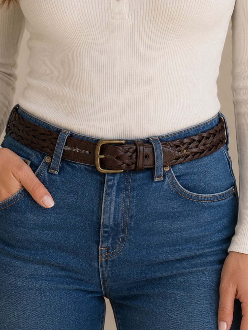 Genuine Leather 1" Dark Brown Braided Belt Made In Guatamala 42"L